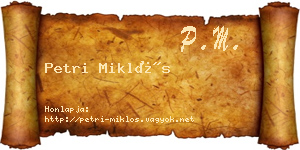 Petri Miklós névjegykártya